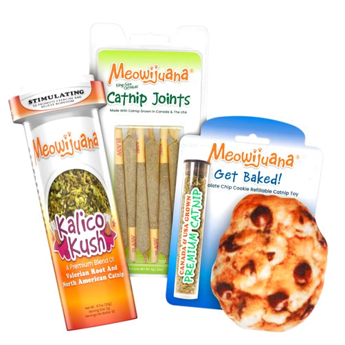 Meowijuana | Get Baked Bundle | Get Baked Cookie, King Size Catnip Joints, and Kalico | Grown in North America | Feline and Cat Lover Approved