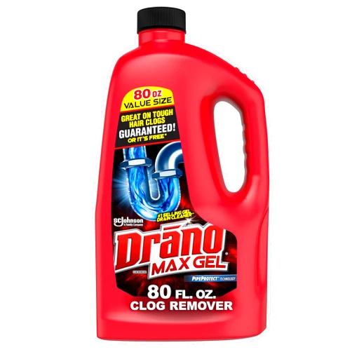 Drano Max Gel Drain Clog Remover and Cleaner for Shower or Sink Drains, Unclogs and Removes Hair, Soap Scum and Blockages, 80 Oz