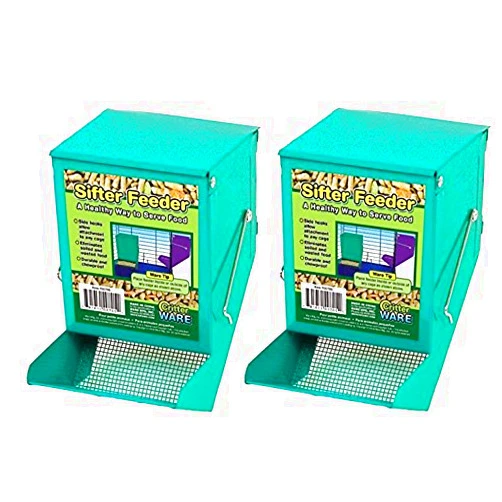 Critter Ware (2 Pack) Ware Manufacturing 5-Inch Sifter Pet Feeder with Lid (Assorted Colors)