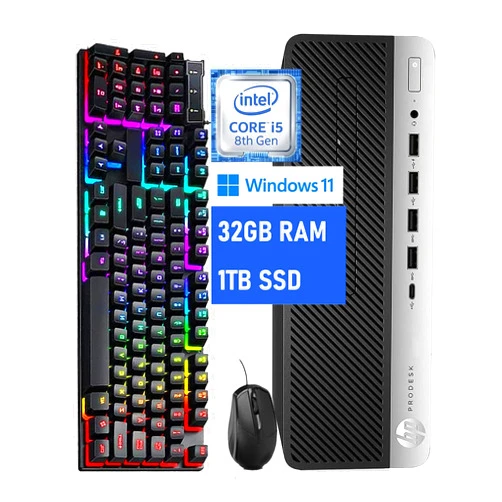HP ProDesk 600 G4 SFF Desktop Computer, 600G4 SFF PC Desktop Core i5-8500 Processor 2.1GHz up to 3.5GHz, 32GB RAM, 1TB SSD, WiFi, Bluetooth, Windows 11(Renewed)