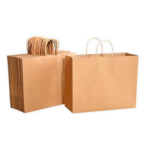 Brothersbox Large Brown Paper Bags with Handles 50PCS Kraft Gift Bags Bulk, 16 * 6 * 12 Inch for Birthday Party Grocery Retail Shopping Business