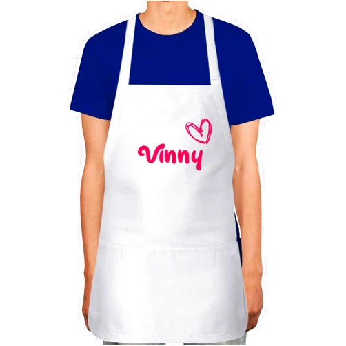 Makoroni - Vinny Name Apron Adjustable Kitchen Chef Apron with 2 Pockets Cooking Baking, DesL30