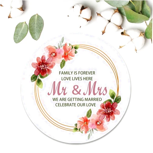 Generic 1.5 Inch Round Label Stickers 100pcs Mr & Mrs Family Is Forever We Are Getting Married Label Stickers for Birthday Engagement Wedding Christmas Party Invitation Cards Decoration for Boxes Laptop Computer Envelope Seal