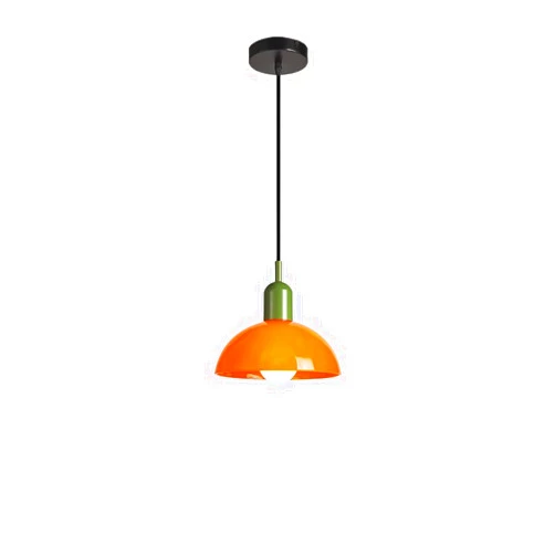HNSSSIHG Pendent Lamp Nordic Home Creative Mid Century Pendant Light Orange Glass Kitchen Island Vintage Green Glass Pendant Lamp Dome Shade Adjustable Hanging Ceiling Lamp for Dining Room Bedroom Farmhouse(Or
