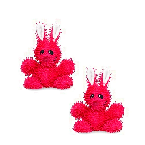MIGHTY- Microfiber Ball Rabbit-– Made with Squeaker Balls and Minimal Stuffing. Strong & Tough. Interactive Play Dog Toy. Machine Washable & Floats (Junior 2 Pack)
