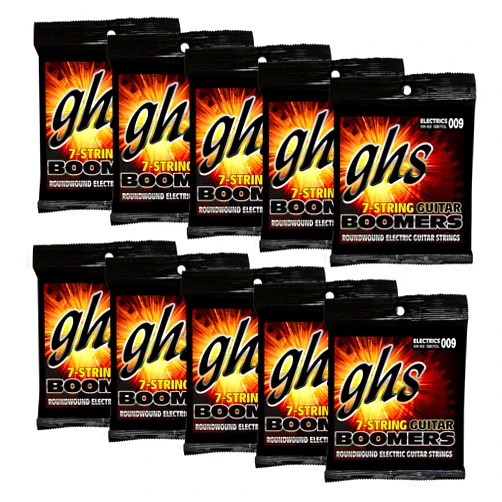 GHS Strings GB7CL - 10 Pack - Guitar Boomers 7-String Set, Nickel-Plated Electric Guitar Strings, Custom Light (.009-.062)