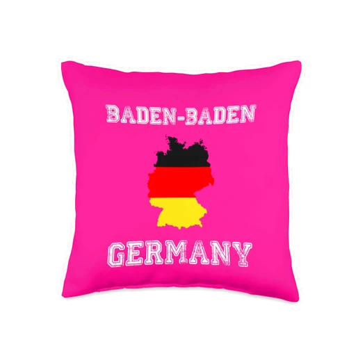 Baden-Baden Germany Vintage Retro Flag Souvenirs Baden-Baden Germany Vintage Germany Flag Map Design Throw Pillow
