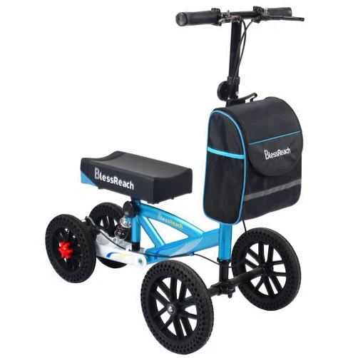 BlessReach Knee Scooter, All Terrain Foldable Knee Scooter Walker, Disc Brake Knee Walker for Foot Injuries Compact Crutches Alternative