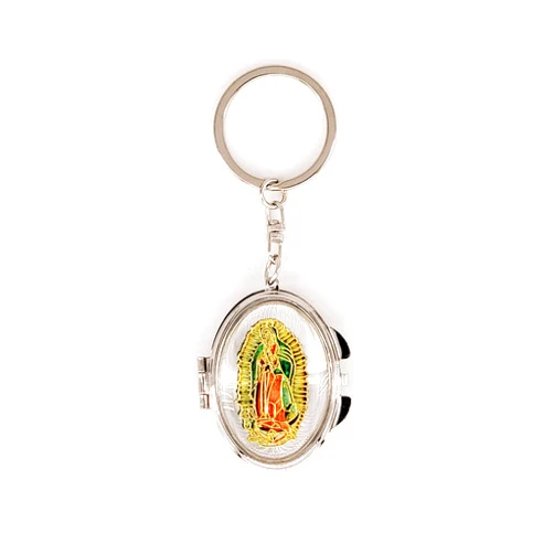 Generic 12 Pcs Baptism Compact Mirror Keychain Guardian Baby Angel Our Lady of Guadalupe Recuerdos de Bautizo Communion Party Favors (Guadalupe Oval Mirror)
