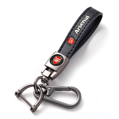 SEIZO Leather Car Keychain for Football Fans, Metal Car Key Ring Key Chain for Car Key Fob Accessories, Car Key Fob Keyring