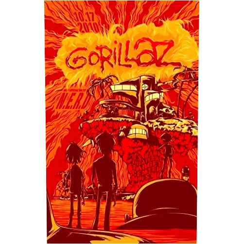 WFPI Gorillaz Metal Tin Sign Wall Plaque Pub Dec Retro Wall Home Bar Pub Vintage Cafe Decor, 8x12 Inch