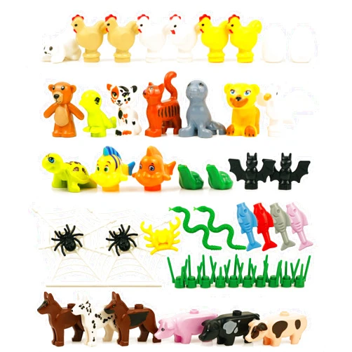 Pamvava Farm Animals Accessories - Zoo Building Block Friends Pets Pack, People Parts-Cats Dogs Brids Jungle Sea Animals Bricks Toys