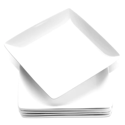 Yedio Porcelain Square Dinner Plates, 10.75 Inch Square Serving Plate for Steak, Pasta, Salad, Snacks, Pizza, Appetizer Plates, Set of 6, White
