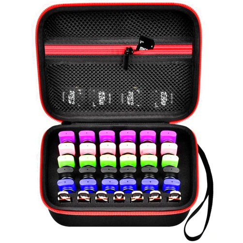 PAIYULE USB Flash Drive Case 37 Slots SD Cards Thumb Drive Memory Card Holder SD SDXC SDHC Card Storage Bag Electronic Accessories Organizer for SanDisk for Samsung for Inland for Netac(Case Only) (Red)