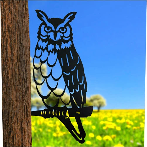 ANSTEEP Metal Bird Garden Art - 2.6 mm Thick Metal Steel Owl Yard Decor, Metal Birds for Trees Silhouette Backyard Art for Patio Outdoor Decorations