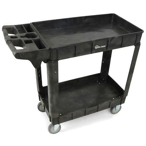 Simpli-Magic Simpli-Magic Rolling Utility Cart on Wheels, Heavy Duty with Ergonomic Handle, Deep Shelfs for Garage, Warehouse, Workshop, 600-Pound Capacity 40x33x17-Inch