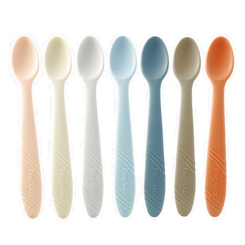 PandaEar 7 Pack Silicone Baby Feeding Spoons, First Stage Training Spoon Infant Utensils Feeding Supplies, BPA Free Gum-Friendly Soft Tip Baby Led Weaning Spoon