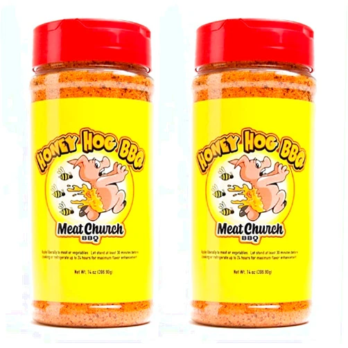 Meat Church BBQ Rub Combo: Two Bottles of Honey Hog (14 oz) BBQ Rub and Seasoning for Meat and Vegetables, Gluten Free, Total of 28 Ounces