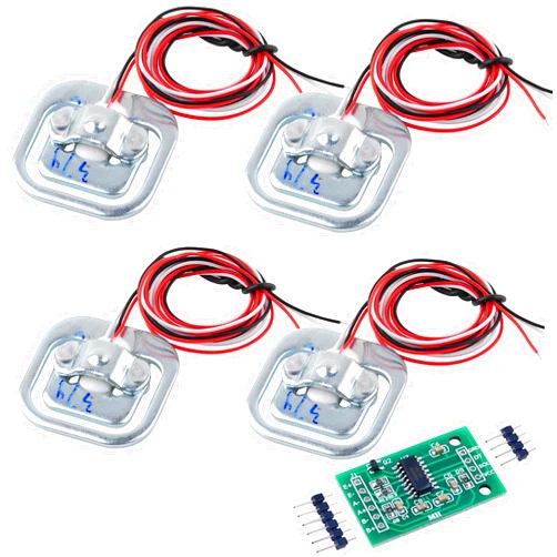 Wishiot 4pcs 50kg Load Cell Weight Sensor Gauge Human Body Digital Scale Half Bridge Strain + HX711 AD Amplifier Module for Arduino DIY Kit