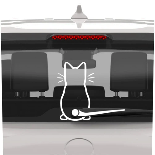 Marsrut Cute Cat Car Windshield Wiper Vinyl Art Sticker Decor Lovely Animal Cat Mural Art Decal for Car Window Loptop Decoration