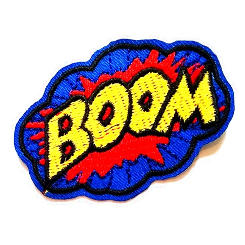 NiPitShop Cartoon Patch Nipitshop Patches Blue Cloud Design Boom Retro Fun Funny Words Cartoon Kids Patch Embroidered Iron On Patch for Clothes Backpacks T-Shirt Jeans Skirt Vests Scarf Hat Bag