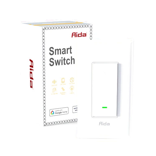 AIDA Smart Light Switch, Single Pole WiFi Smart Switch, Works with Alexa and Google Home, Neutral Wire Required, 2.4Ghz WiFi Switch for LED, CFL, Incandescent Bulbs, No Hub Required, White, 1 Pack