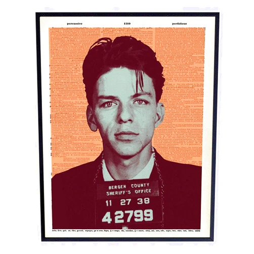 YELLOWBIRD ART & DESIGN Frank Sinatra 8x10 Poster, Upcycled Dictionary Art Photo, Pop Art Home Decor - Modern Wall Art Print - Unique Contemporary Room Decorations for Living Room, Bedroom - Gift for Ole Blue Eyes Fans