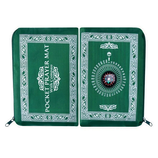 HAHTGSO Prayer Rug, Prayer Rug Muslim Travel Prayer Mat Pocket Prayer Mat, Pockets Prayer Rug Mat Pockets Prayer Rug Mat Muslim Sets Islam Prayer Mat Travel Essentials 60x100cm (Green)