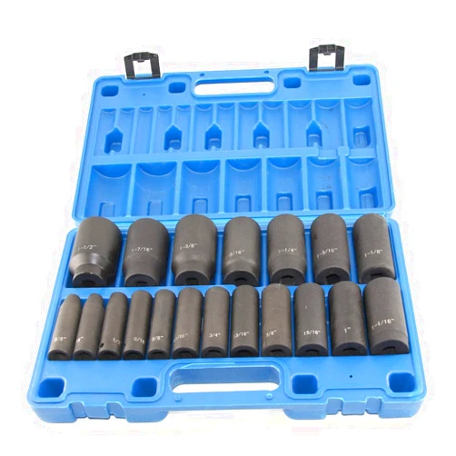 MacWork 19 Piece 1/2-Inch Drive Impact Socket Set, Deep, SAE, 3/8