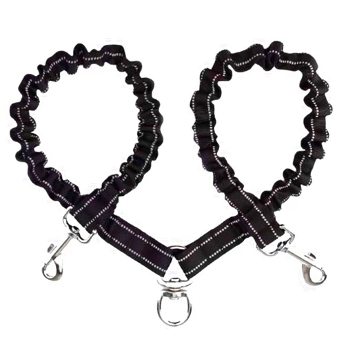 JSYPWEIJIE Two Dog Leash Splitter Tangle Free Double Dog Leash Connector - Adjustable Attachment Comfortable Shock Absorbing Reflective Bungee Dog Double Leash Dual Walking Training for Small or Large Dogs