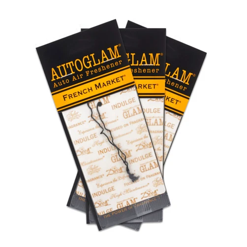 Tyler Candle Company French Market Scented Autoglam Ivory And Gold 4.5 x 3 Cardboard Auto Air Freshener Mirror Hanger, Pack of 3