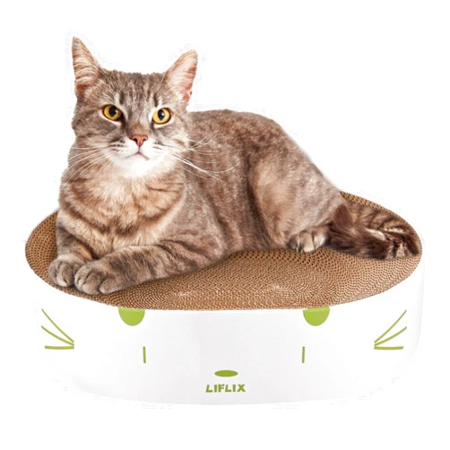 LIFLIX Cat Scratcher Cardboard, Round Cat Scratching Bed, Oval Bowl Lounge for Indoor Cats 16.9