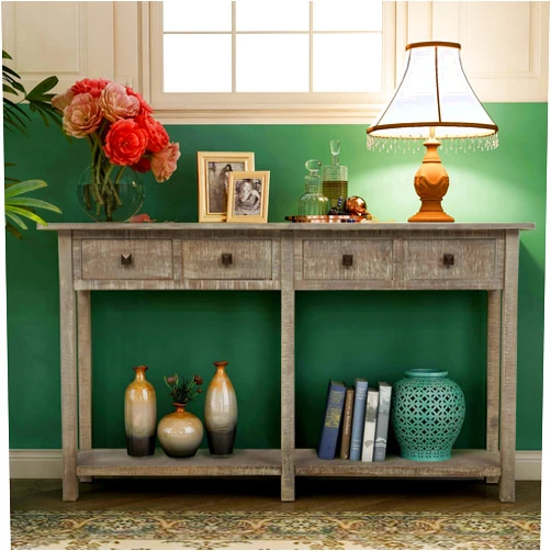 BOSIXTY DANGRUUT Upgrade Version Rustic Brushed Texture Entryway Console Table, Best 59