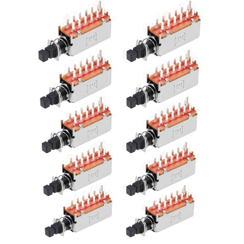 uxcell Push Button Switch 4PDT 12 Pin 1 Position Self-Locking Black 10pcs