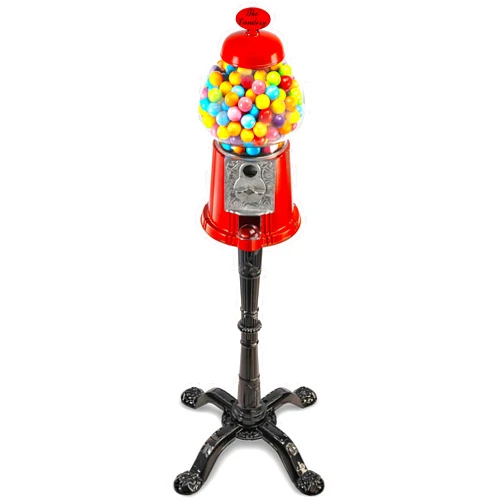 The Candery Gumball Bubble Machine - 15 Inch Candy Dispenser with Stand for 0.62 Inch - Heavy Duty Red Metal with Large Bowl - Easy Twist-Off Refill - Free or Coin Operated - by The Candery