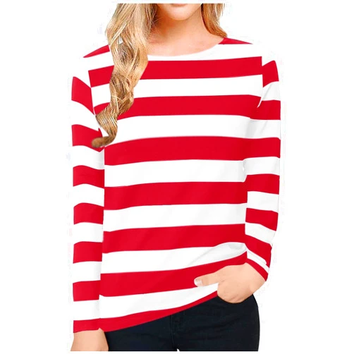 Uorcsa Striped Tops for Women Fall 2024 Crew Neck Long Sleeve T Shirt Trendy Comfort Soft Basic Blouses Business Work Outfits