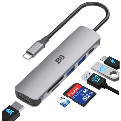 B3 BIGTHREE USB C Hub USB C to HDMI MultiPort Adapter for MacBook Pro, 7 in 1 Dongle with 4K HDMI/100W PD/USB3.0&2.0/SD/TF Card Reader Compatible for MacBook Air,iPad Pro,Surface,Chromebook,XPS,Acer,S23