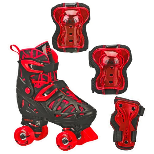 Roller Derby Trac Star Boy's Adjustable Roller Skates with Protective Gear, Adjustable Sizing, Tri-Pack Protective Gear Included