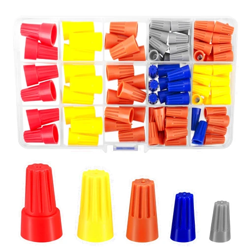WoshilaoDS 102 Pcs Wire Nuts Connectors Assortment Kit, Colorful Wire Caps Electrical Wire Nut Kit, Wire Twist Nuts, Portable Wire Insert Twist Caps Connectors with Springs for Quick Connection