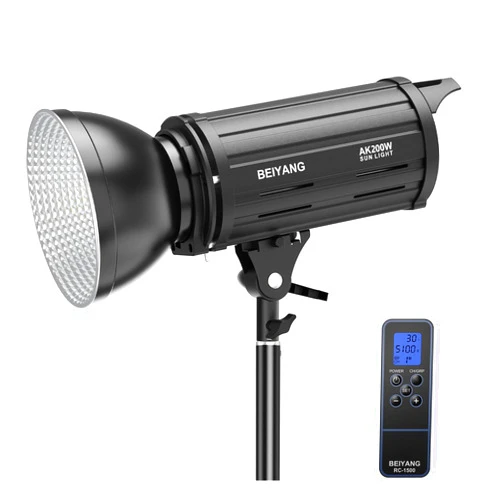 BEIYANG AK200W Photography LED Video Light, 5600K Continuous Lighting Bowens Mount for Video Recording, Food Jewelry Product Shooting, Professional Fill Light for Photo Studio, Photography Lighting