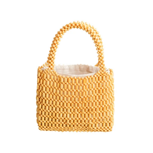 CerfoParlen Small Tote Bag Wooden Bead Bag Woven Handbag Clutch Purses for Women
