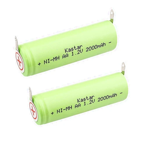 Kastar 2 Pcs Ni-MH 1.2V AA 2000 mAh Shaver Battery Upgrade with Solder Tabs for Norelco, Remington Shaver Models
