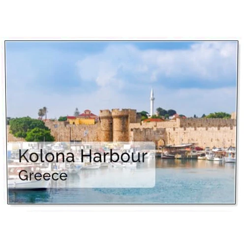 Photomagnet Kolona Harbour, Medieval Old Town, Rhodes City, Rhodes Island, Dodecanese, Fridge Magnet