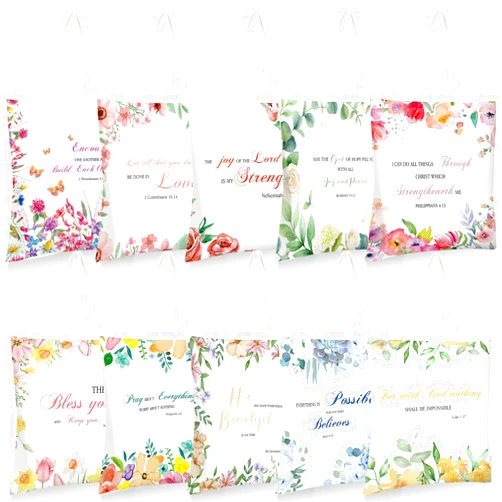 Huhumy 10 Pcs Christian Tote Bags for Women Bible Verse Canvas Tote Bag Inspirational Religious Gift Bags Reusable Church Shopping Bag Jesus Tote Bag Grocery Bags Christian Gifts for Women Friends