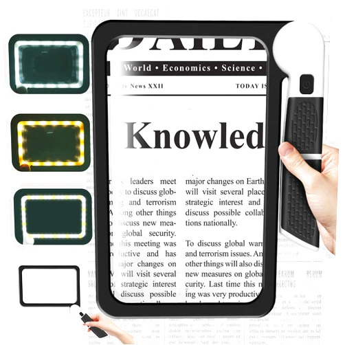 Arsir 5X Handheld Magnifier for Page Reading - Large Folding Lighted Magnifier with 48 LED Lights (3Modes), Rectangular Handhold Magnify Lens Gifts for Reading Small Prints, Low Vision, Seniors