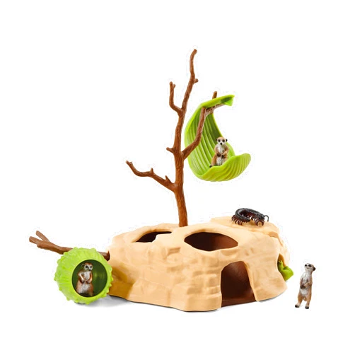 SCHLEICH Wild Life 10-Piece Safari Animal Toy for Boys and Girls Ages 3+, Meerkat Hangout