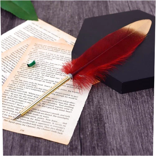 Generic Feather Ballpoint Pen Signing Writing Pen Neutral Gel Pen Roller Ball Pen Writing Stationery Wedding Signing Pen Office Supplies Party Favors(08)