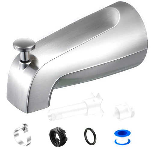 Enhon Tub Spout with Diverter, Universal Fits 1/2'' Copper Pipe, 1/2'' IPS and 3/4'' IPS, Bathroom Bathtub Tub Faucet Replacement with Adapters (Brushed Nickel)