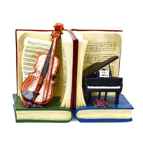 Maibiansm Vintage Music Book Ends for Shelves, Book Ends for Heavy Books, Deluxe Piano and Violin Decorative Bookends, Heavy Duty Bookends for Large Books, Vintage Book Stopper for Music Lovers