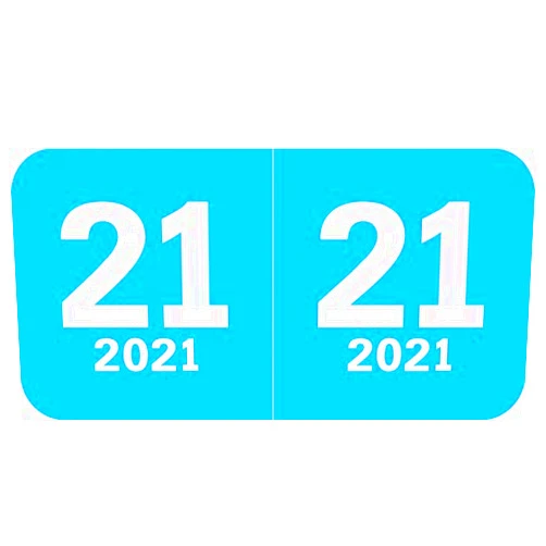 Doctor Stuff - 21 Year Labels, Col'R'Tab/Tabbies Compatible Series, Light Blue Stickers, 500/Roll, 1 Roll, 3/4